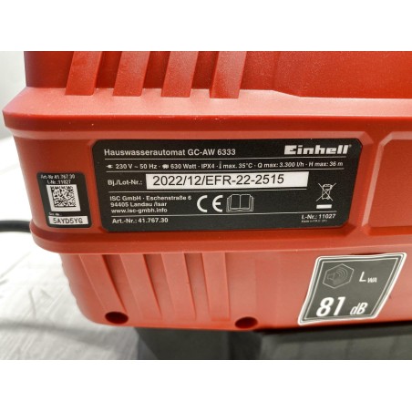 Automatyczna pompa hydroforowa Einhell GC-AW 6333 3300l/h0 l/h 630W