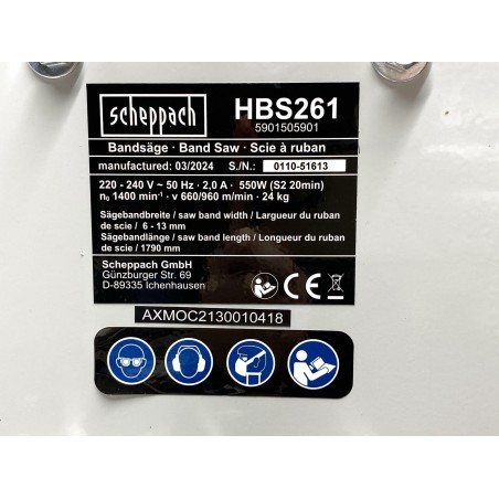 Pilarka piła taśmowa SCHEPPACH HBS261 550W